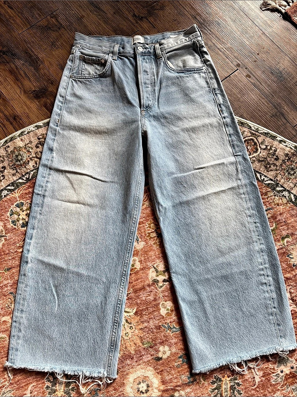 Citizens of Humanity Ayla Raw Hem Crop Baggy Wide Leg Jeans Size 28